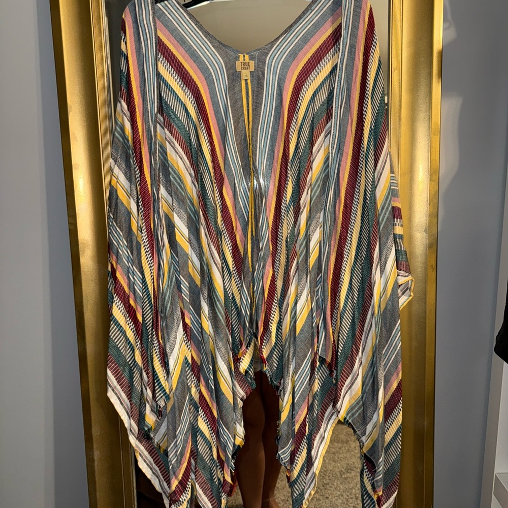 True Craft Colorful Striped Poncho/Cardigan